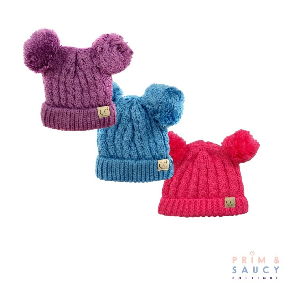 BNWT Infant Double Poms CC Beanies